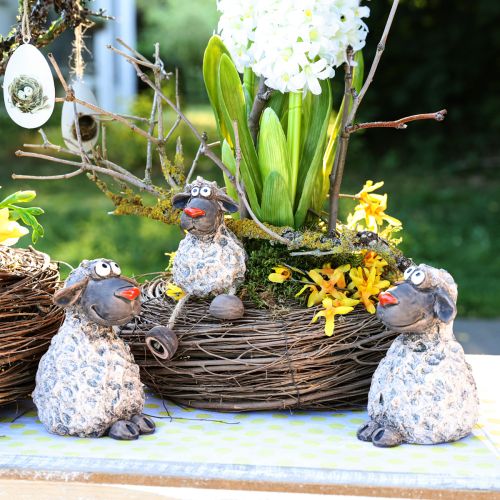 Itens Figuras decorativas de Páscoa em cerâmica de ovelha marrom Alt.13,5cm 2 peças