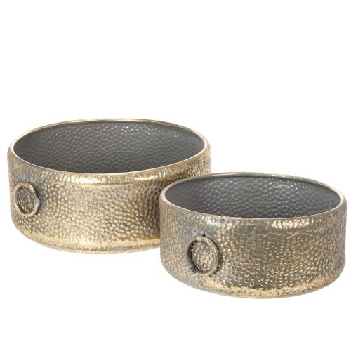 Floristik24 Vaso decorativo, estilo antigo, em metal, dourado, Ø37/31cm, conjunto de 2