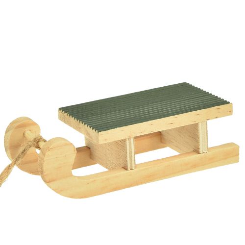 Itens Trenó de madeira decorativo para pendurar verde menta branco 9,5 cm 6 unidades