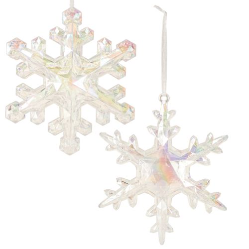 Floristik24 Flocos de neve decorativos, decoração de inverno, iridescentes, Ø14–15cm, 2 peças