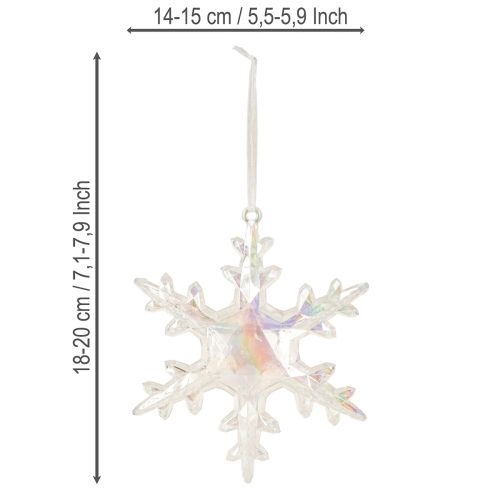 Itens Flocos de neve decorativos, decoração de inverno, iridescentes, Ø14–15cm, 2 peças