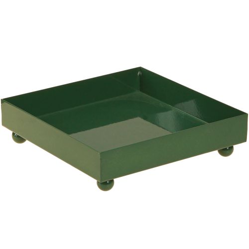 Bandeja decorativa quadrada de metal verde 15×15cm 2 unidades