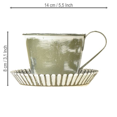 Itens Copo decorativo metal branco lavado antigo Ø9cm H8cm 2 unidades
