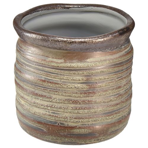 Itens Floreira decorativa cerâmica marrom metálico cinza 10,5×10cm 2 unidades