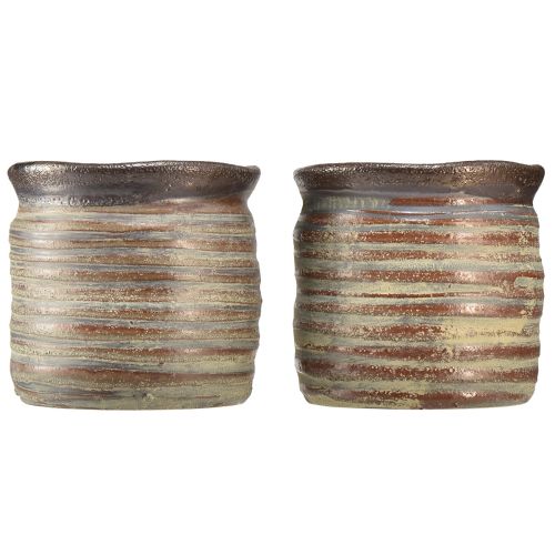 Itens Floreira decorativa cerâmica marrom metálico cinza 10,5×10cm 2 unidades