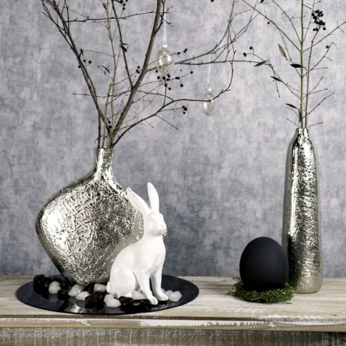 Itens Vaso decorativo vaso de flores martelado em metal prata Ø9,5cm Alt.32cm