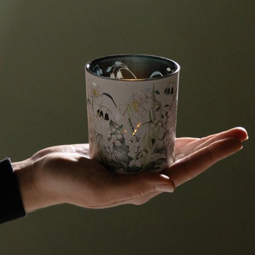 Itens Lanterna decorativa de vidro com design de folha para um toque de estilo na sua casa, 8 cm, conjunto de 4 peças.