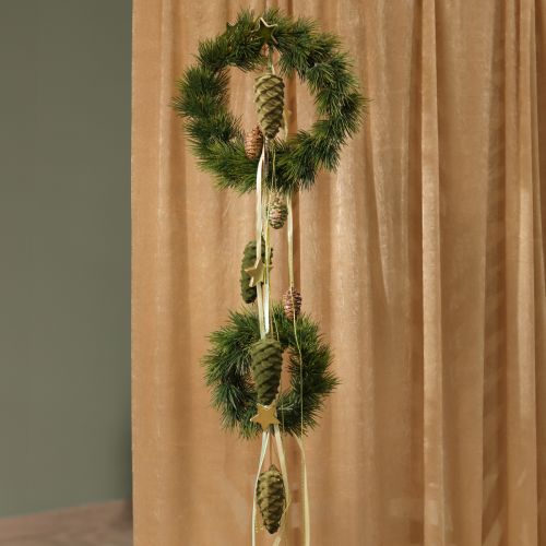 Itens Cabide decorativo para pinhas pinhas verdes flocadas 11,5 cm 6 peças