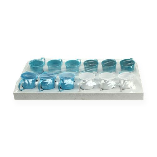 Floristik24 Regador Ø5,5cm H5,5cm 12pcs. Azul / branco / turquesa