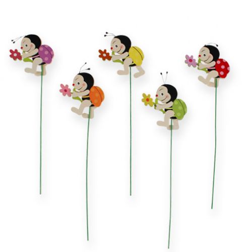 Floristik24 Besouro de madeira no pau multicolorido sortido 7,5cm 24pcs
