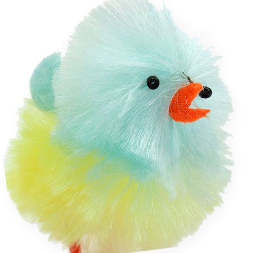 Floristik24 Pintinhos chenille amarelo, azul 5cm 4pcs