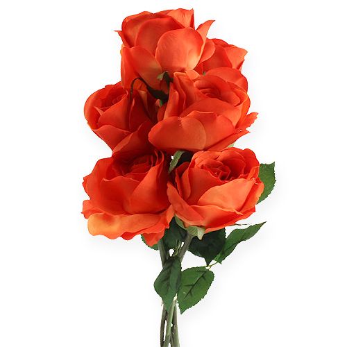 Floristik24 Rosas decorativas laranja 32 cm 6 unidades