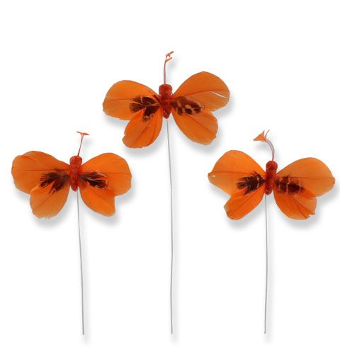 Floristik24 Borboletas decorativas em fio laranja 9cm 36pcs