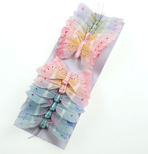 Floristik24 Borboleta decorativa em fio pastel 8cm 12pcs