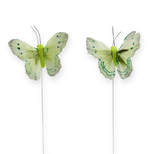Floristik24 Borboleta decorativa em fio verde 8cm 12pcs
