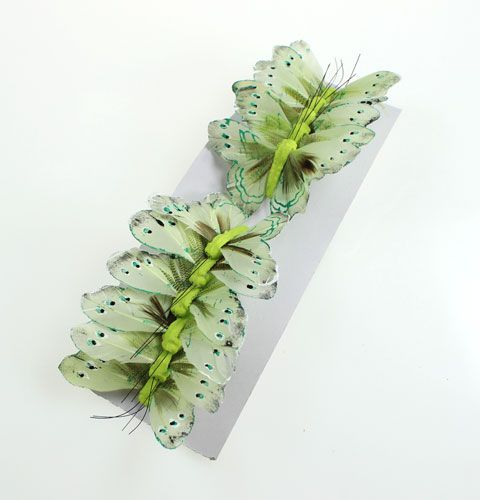 Floristik24 Borboleta decorativa em fio verde 8cm 12pcs