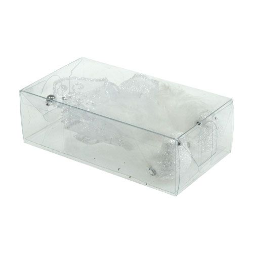 Floristik24 Pássaro decorativo no clipe com glitter branco 14cm 2pcs