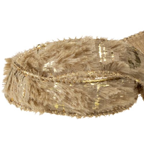 Itens Fita decorativa com pelo, fita de pelo sintético, marrom dourado, 25mm, 15m