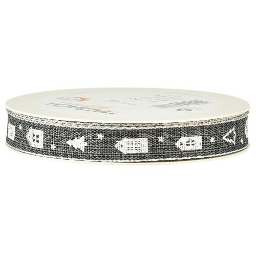 Itens Fita decorativa para casas e árvores de Natal branco antracite 15mm 20m
