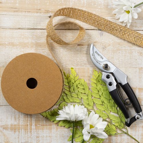Itens Fita decorativa de juta, amarela, natural, 25 mm; fita decorativa rústica de juta, 10 m