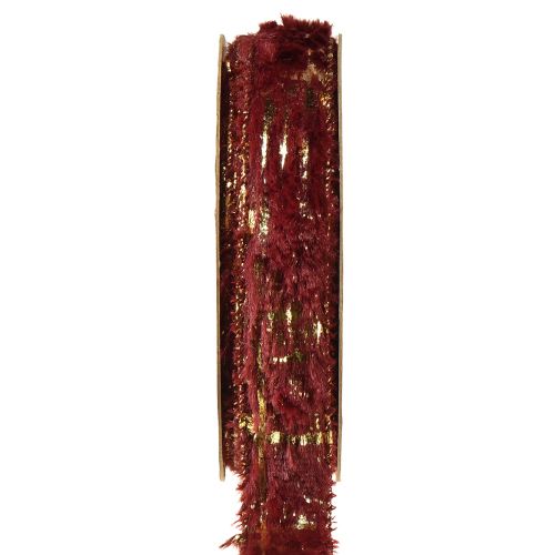 Floristik24 Fita decorativa com fita de joias de pele pele sintética Bordeaux Gold 25mm 15m