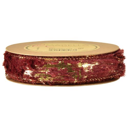 Itens Fita decorativa com fita de joias de pele pele sintética Bordeaux Gold 25mm 15m