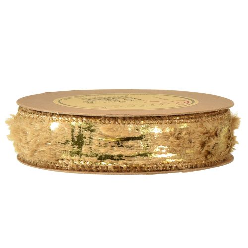 Itens Fita decorativa com fita de joias de pele pele sintética marrom ouro 25mm 15m