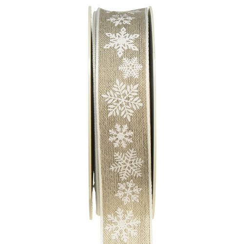 Floristik24 Fita decorativa floco de neve de Natal cinza branco W25mm L20m