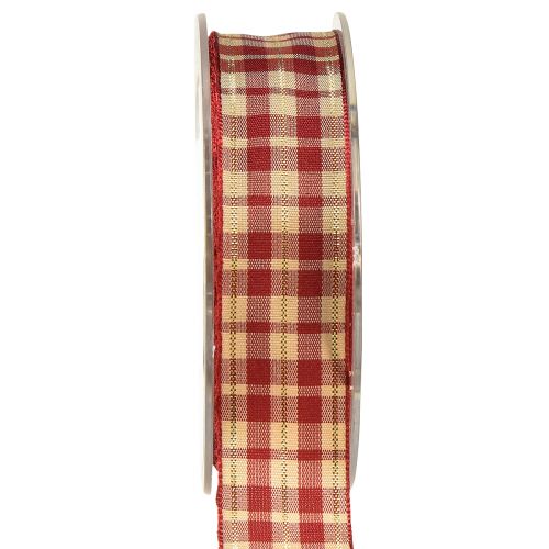 Itens Fita decorativa fita decorativa fita xadrez vermelho bege dourado W25mm L20m