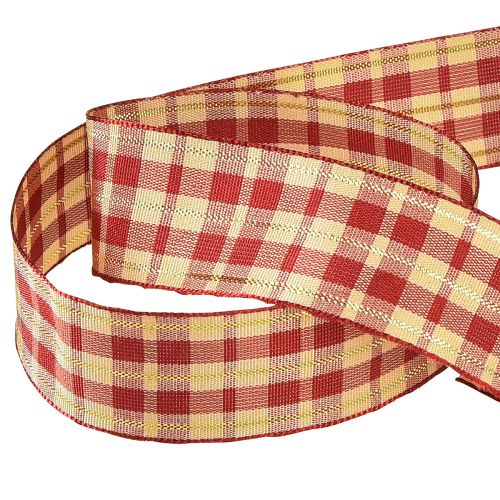 Itens Fita decorativa fita decorativa fita xadrez vermelho bege dourado W25mm L20m