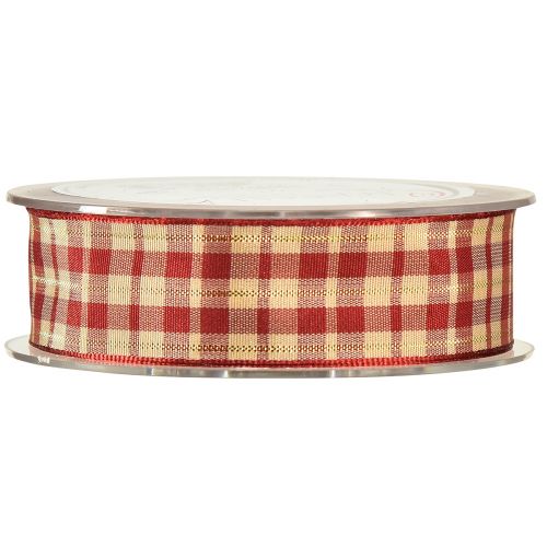 Itens Fita decorativa fita decorativa fita xadrez vermelho bege dourado W25mm L20m