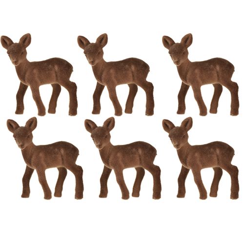 Itens Figura decorativa veado fulvo flocado figuras de Natal marrons 10,5 cm 6 un