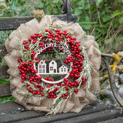 Floristik24 Decorativo Pendurado Madeira Ouro Glitter Welcome Home Ø16.5cm 6 pcs