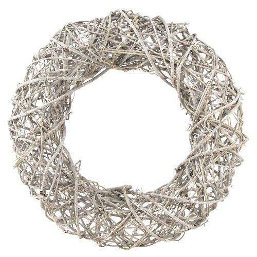 Floristik24 Guirlanda decorativa decoração em madeira rattan branco natural Ø40cm Alt.9,5cm
