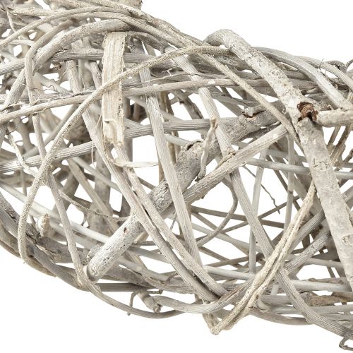 Floristik24 Guirlanda decorativa decoração em madeira rattan branco natural Ø40cm Alt.9,5cm