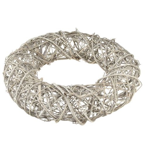 Floristik24 Guirlanda decorativa decoração em madeira rattan branco natural Ø40cm Alt.9,5cm