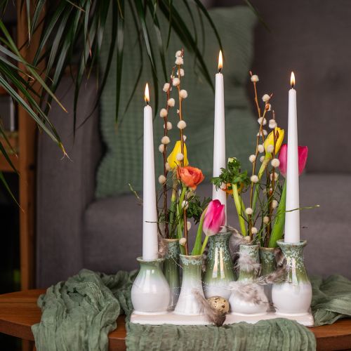 Itens Vasos decorativos de cerâmica em bandeja, peça versátil para decoração da casa, 26 cm