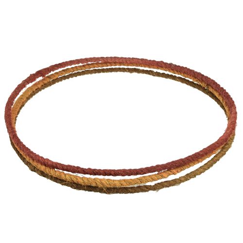 Itens Anel decorativo colorido com juta amarelo ocre marrom Ø30cm 3 unidades