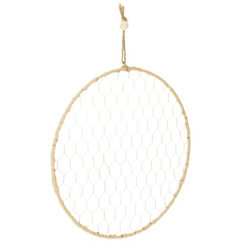 Floristik24 Anel decorativo de metal Ø38cm, decoração para pendurar, ráfia, prata, natural, decoração de parede boho, decoração versátil, 4 peças