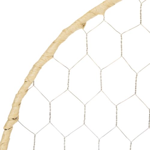Itens Anel decorativo de metal Ø38cm, decoração para pendurar, ráfia, prata, natural, decoração de parede boho, decoração versátil, 4 peças