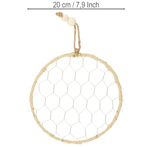 Itens Anéis decorativos de metal em ráfia para pendurar, Ø20cm, 4 peças, decoração boho para parede e janela.