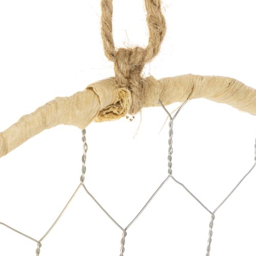 Itens Anéis decorativos de metal em ráfia para pendurar, Ø20cm, 4 peças, decoração boho para parede e janela.