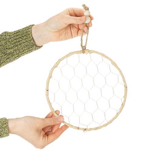 Itens Anéis decorativos de metal em ráfia para pendurar, Ø20cm, 4 peças, decoração boho para parede e janela.