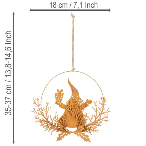Anel decorativo de Natal, rena em um anel, Papai Noel com presente, decoração em metal, acabamento envelhecido, Ø18cm, conjunto de 2 | Floristik24.pt