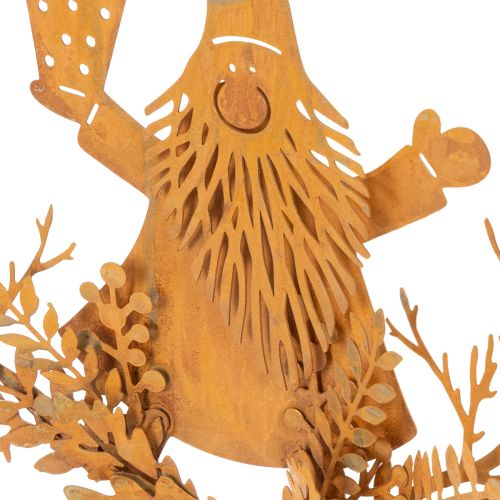 Anel decorativo de Natal, rena em um anel, Papai Noel com presente, decoração em metal, acabamento envelhecido, Ø18cm, conjunto de 2 | Floristik24.pt