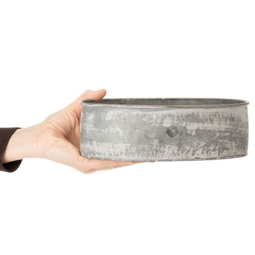 Itens Tigela decorativa de metal, oval, cinza, 22,5/19,5/16 cm, conjunto de 3