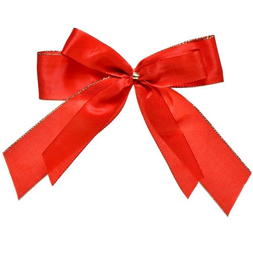 Floristik24 Laço decorativo laço vermelho com borda dourada - elegante decoração de Natal 4 cm de largura 15 × 21 cm 10 unidades