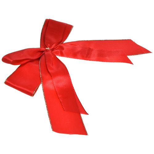 Floristik24 Laço decorativo laço vermelho com borda dourada - elegante decoração de Natal 4 cm de largura 15 × 21 cm 10 unidades
