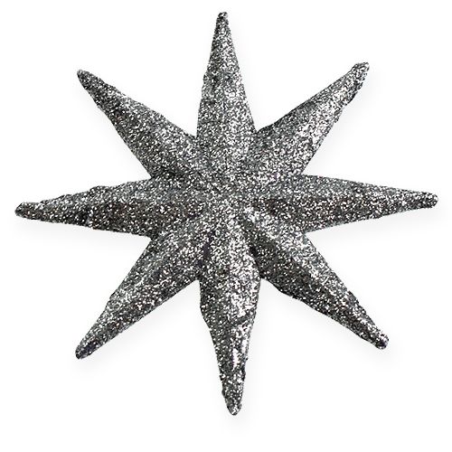 Floristik24 Glitter estrela prata 10 cm 12 unidades