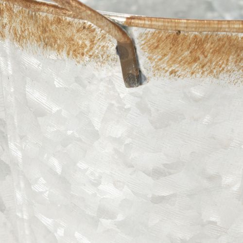 Itens Vaso decorativo com alças, balde para plantas, recipiente de metal, prateado, aço patinado, Ø17cm A16,5cm